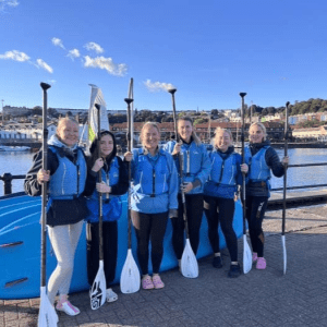 hen do prepare to go paddleboarding in Bristol